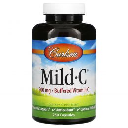 Carlson Labs, Mild·C, Витамин C, 500 мг, 250 капсул