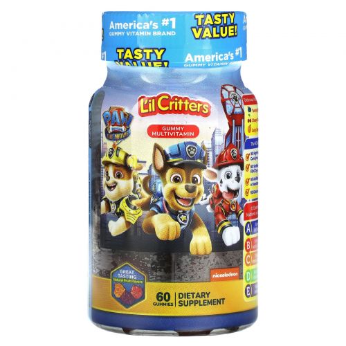 L'il Critters, Paw Patrol The Movie, жевательные мультивитамины, натуральные фрукты, 60 жевательных таблеток