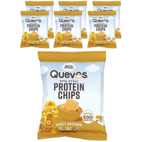 Quevos, протеиновые чипсы из питы, со вкусом меда и горчицы, 6 пакетиков по 28 г (1 унции)