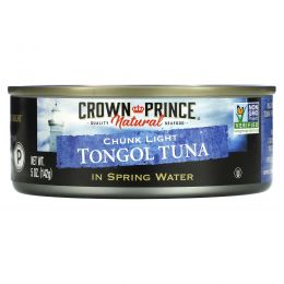 Crown Prince Natural, Кусочки легкого тунца тонгол, в родниковой воде, 5 унций (142 г)