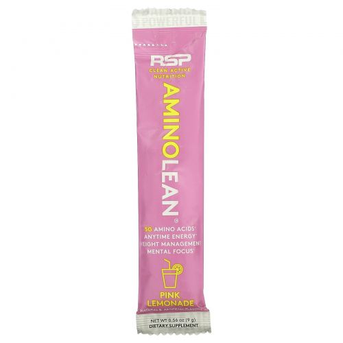 RSP Nutrition, Amino Lean, розовый лимонад, 1 пакетик, 9 г (0,56 унции)