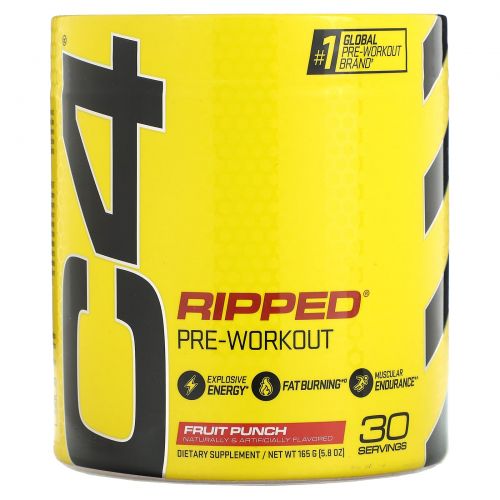 Cellucor, C4 Ripped, Pre-Workout, со вкусом фруктового пунша, 180 г (6,34 унции)