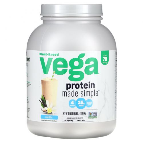 Vega, Plant-Based Protein Made Simple, ваниль, 4 фунта (0,1 унции)