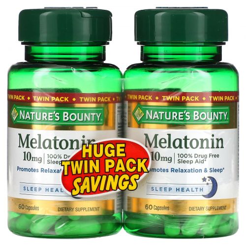 Nature's Bounty, Melatonin, Twin Pack, 10 mg, 60 Capsules Each