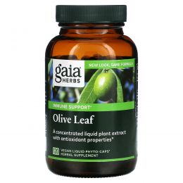 Gaia Herbs, Лист оливы, 120 жидких фито-капсул на растительной основе