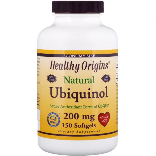 Healthy Origins, Ubiquinol ( Kaneka QH ), коэнзим Q10 без СОИ и ГМО, 200 мг, 150 капсул