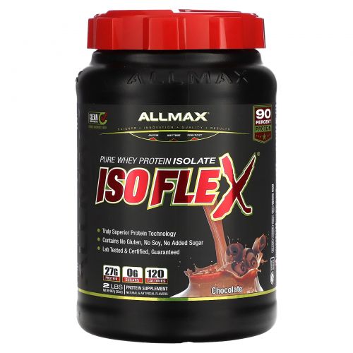 ALLMAX Nutrition, Isoflex, 100% Ultra-Pure Whey Protein Isolate (WPI Ion-Charged Particle Filtration), Chocolate, 2 lbs (907 g)