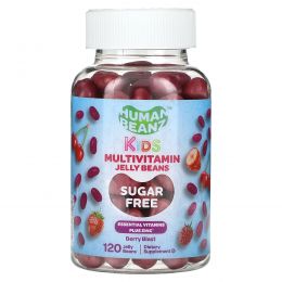 Human Beanz, мультивитаминные мармеладки для детей, без сахара, ягодный вкус, 120 мармеладок