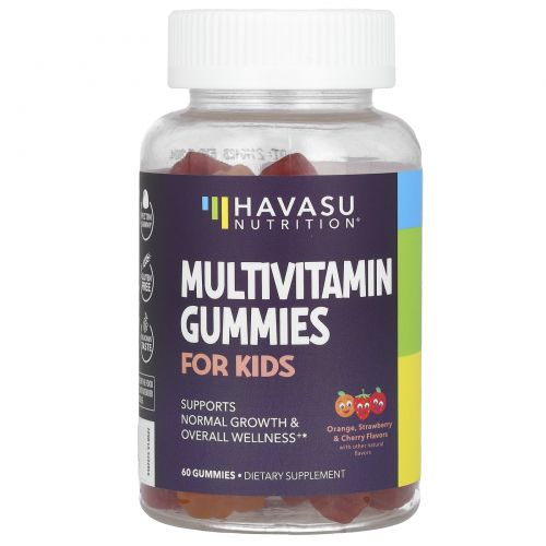 Havasu Nutrition, жевательные мультивитамины для детей, апельсин, клубника и вишня, 60 жевательных таблеток