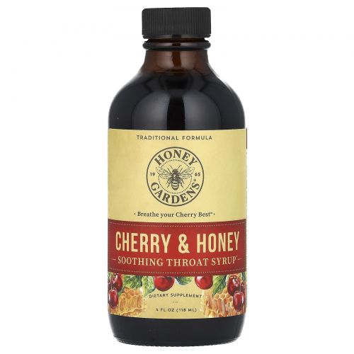 Honey Gardens, успокаивающий сироп для горла, вишня и мед, 118 мл (4 жидк. унции)