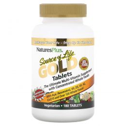 Nature's Plus, Source Of Life Gold Tablets, Ultimate Multi-Vitamin Supplement, 180 Tablets