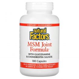 Natural Factors, MSM формула для суставов, 180 капсул