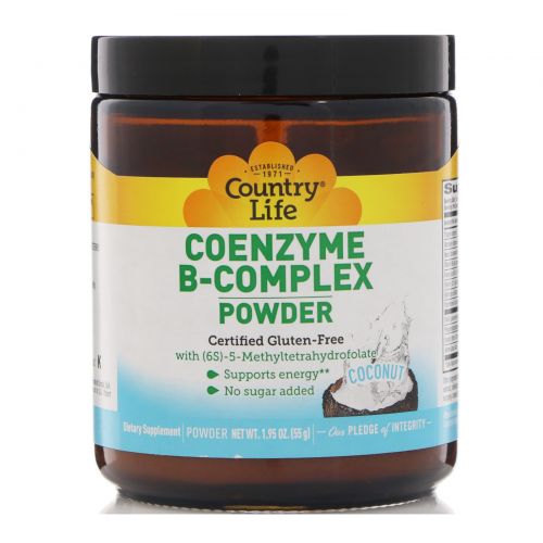 Country Life, Coenzyme B-Complex Powder, Coconut, 1.95 oz (55 g)