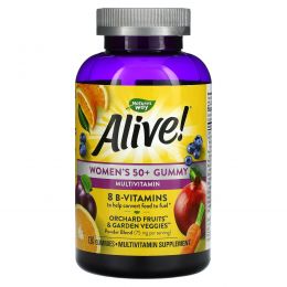 Nature's Way, Alive! Women's 50+ Gummy Vitamins, Great Fruit Flavors, 130 Gummies