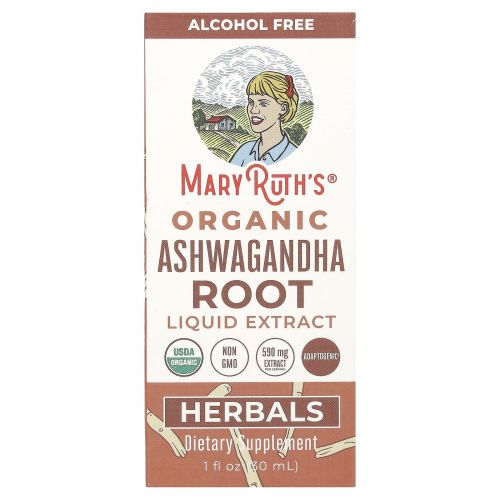 MaryRuth's, органический жидкий экстракт корня ашваганды, без спирта, 590 мг, 30 мл (1 жидк. унция)