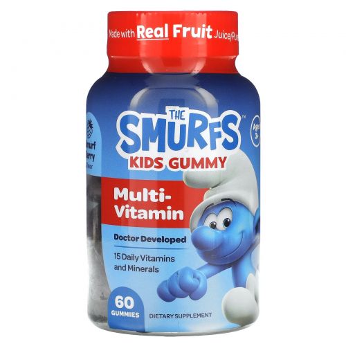 The Smurfs, Kids Gummy, мультивитамины, для детей от 3 лет, смурфы, 60 жевательных таблеток