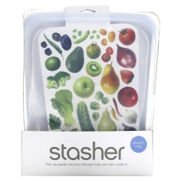 Stasher, Reusable Silicone Food Bag, Half Gallon Bag, Clear, 64.2 fl oz (1.92 l)