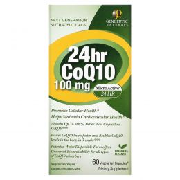 Genceutic Naturals, Коэнзим Q10 24 Часа, 100 мг, 60 капсул