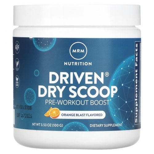 MRM Nutrition, Driven Dry Scoop, предтренировочная добавка, апельсиновый сок, 100 г (3,53 унции)