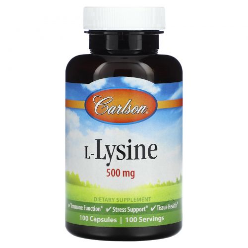 Carlson, L-лизин, 500 мг, 100 капсул