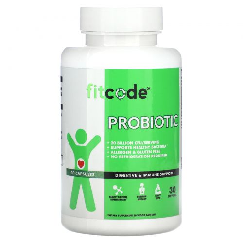 FITCODE, Пробиотик, 30 растительных капсул