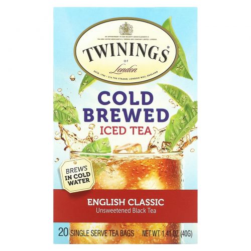 Twinings, Холодный чай , английский классический 20 чайных пакетиков, 1.41 унции (40 г)