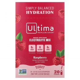 Ultima Health Products, "Предельный восполнитель", порошок электролитов с малиновым вкусом, 20 пакетиков по 0,11 унции (3,2 г)