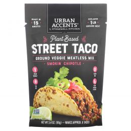 Urban Accents, Street Taco на растительной основе, измельченная овощная смесь без мяса, чипотле для курения, 96 г (3,4 унции)