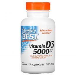 Doctor's Best, Best, витамин D3, 5000 МЕ, 720  гелевых капсул