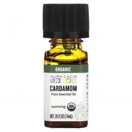 Aura Cacia, Pure Essential Oil, Organic Cardamom, .25 fl oz (7.4 ml)
