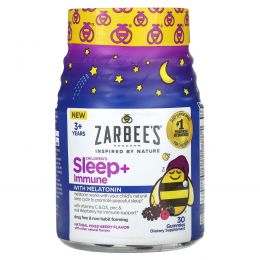 Zarbee's, Children's Sleep + Immune, для детей от 3 лет, натуральное ягодное ассорти, 30 жевательных таблеток