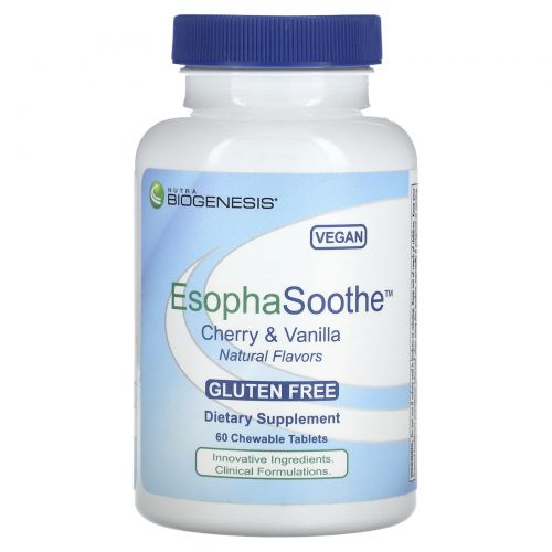 Nutra BioGenesis, EsophaSoothe, вишня и ваниль, 60 жевательных таблеток