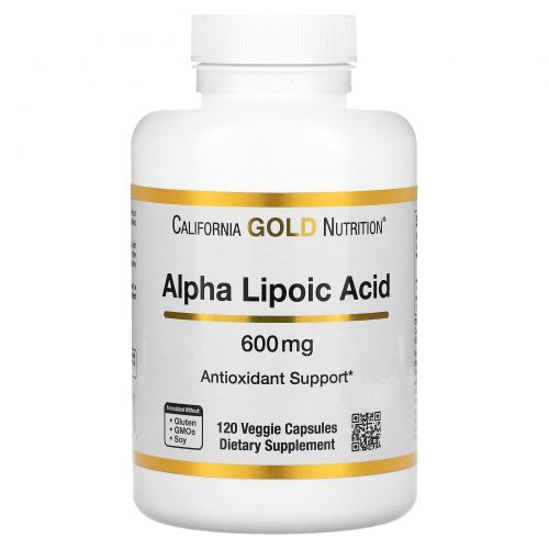 California Gold Nutrition, Альфа-липоевая кислота, 600 мг, 120 растительных капсул