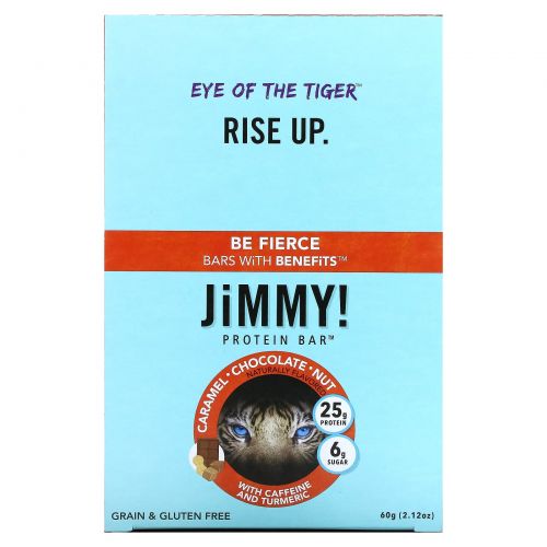 JiMMY!, Be Fierce Bars With Benefits, карамель, шоколад и орех, 12 протеиновых батончиков, 60 г (2,12 унции)