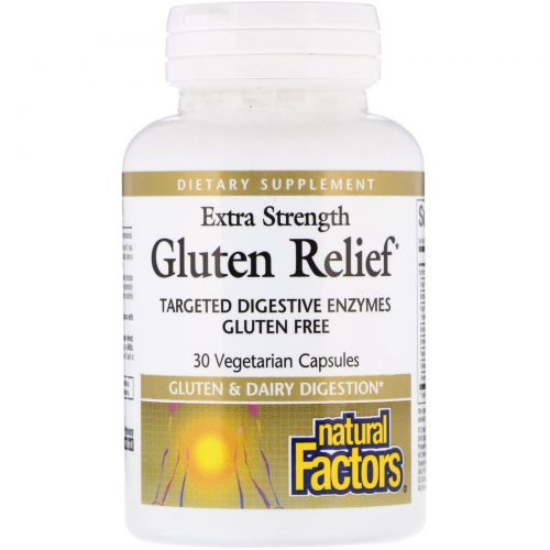 Natural Factors, Extra Strength Gluten Relief, 30 Vegetarian Capsules