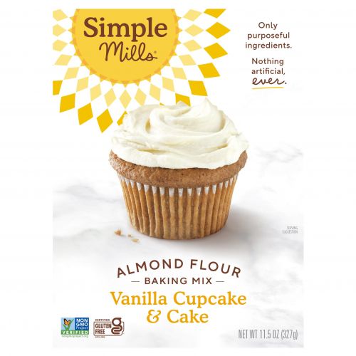 Simple Mills, Naturally Gluten-Free, Almond Flour Mix, Vanilla Cupcake & Cake , 11.5 oz (327 g)