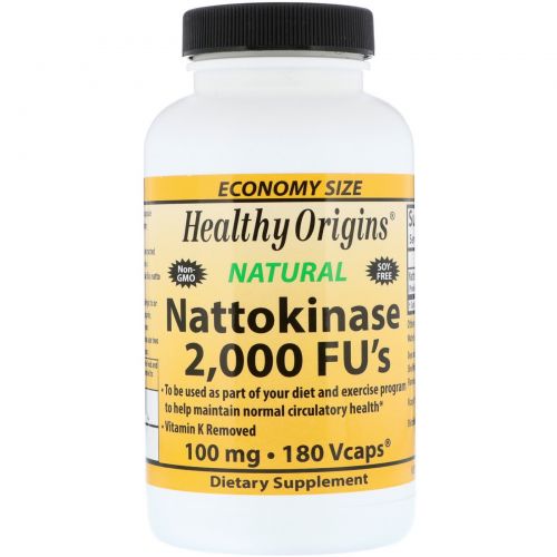 Healthy Origins, Nattokinase 2,000 МЕ, 100 мг, 180 растительных капсул