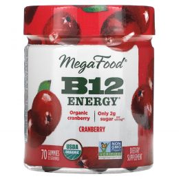 MegaFood, B12 Energy, Cranberry, 70 Gummies