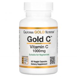 California Gold Nutrition, Витамин C, 1000 мг, 60 растительных капсул
