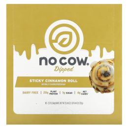 No Cow, Протеиновый батончик, булочка с корицей, 12 батончиков, 60 г (2,12 унции)