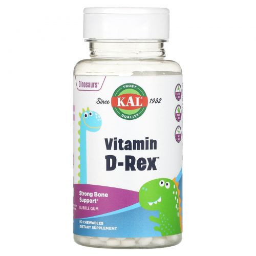 KAL, Vitamin D-Rex, Bubblegum, 400 IU, 90 Chewables