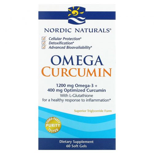 Nordic Naturals, Омега и Куркумин, 60 мягких желатиновых капсул