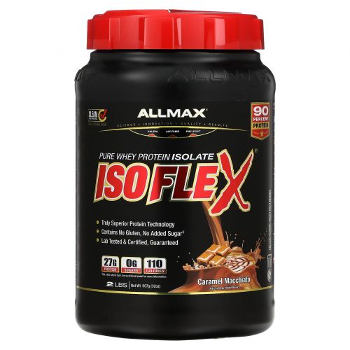 ALLMAX Nutrition, Isoflex, 100% Ultra-Pure Whey Protein Isolate (WPI Ion-Charged Particle Filtration), Caramel Macchiato, 2 lbs (907 g)