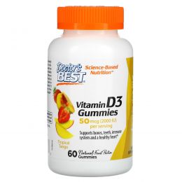 Doctor's Best, Vitamin D3 Gummies, Tropical Tango, 50 mcg (2,000 IU), 60 Gummies