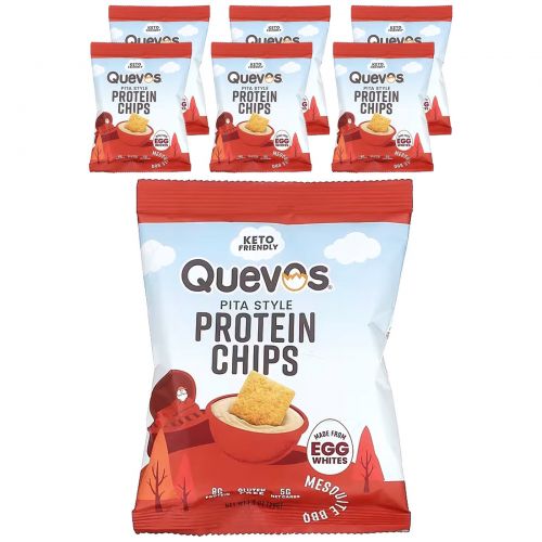 Quevos, протеиновые чипсы из питы, со вкусом мескитского барбекю, 6 пакетиков по 28 г (1 унция)
