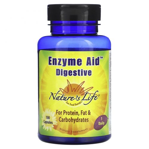 Nature's Life, Enzyme Aid, для пищеварительной системы, 100 капсул