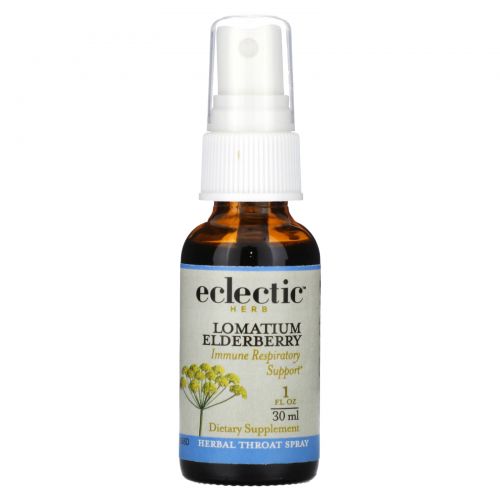 Eclectic Institute, Throat Spray, Lomatium Elderberry, 1 fl oz (30 ml)