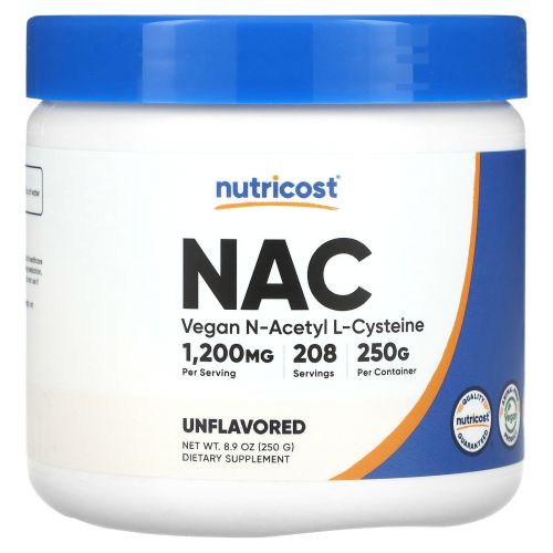 Nutricost, веганский NAC, без добавок, 250 г (8,9 унции)