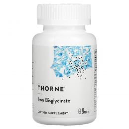 Thorne Research, Биглицинат железа, 60 растительных капсул