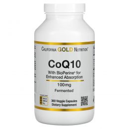 California Gold Nutrition, Коэнзим Q10 класса USP с экстрактом BioPerine, 100 мг, 360 растительных капсул